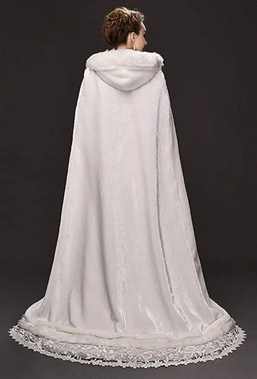 A stunning White Velvet Cape for Muslim Bridal Dress featuring a soft, luxurious texture, perfect for adding sophistication to your bridal outfit.